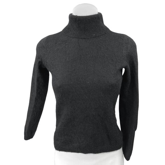 Ann Taylor Cashmere Black  Knit Turtleneck Long Sleeve Pullover Sweater Top Sz M - Picture 1 of 3
